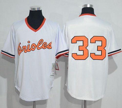 Mitchell And Ness 1985 Orioles #33 Eddie Murray White Throwback Stitched MLB Jersey - Click Image to Close